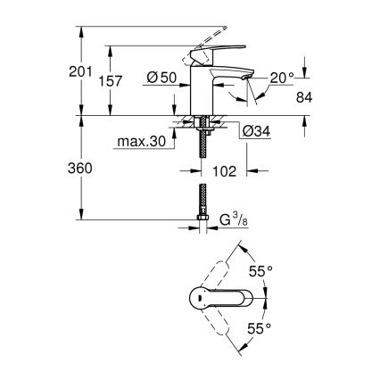 GROHE 3246820E - Grifo de lavabo EUROSTYLE COSMOPOLITAN, tamaño S, acabado cromado