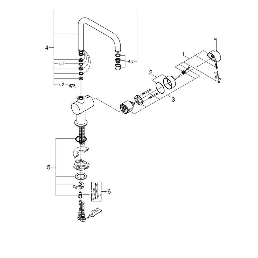 GROHE 32488000 - Grifo de fregadero A, acabado cromado brillante