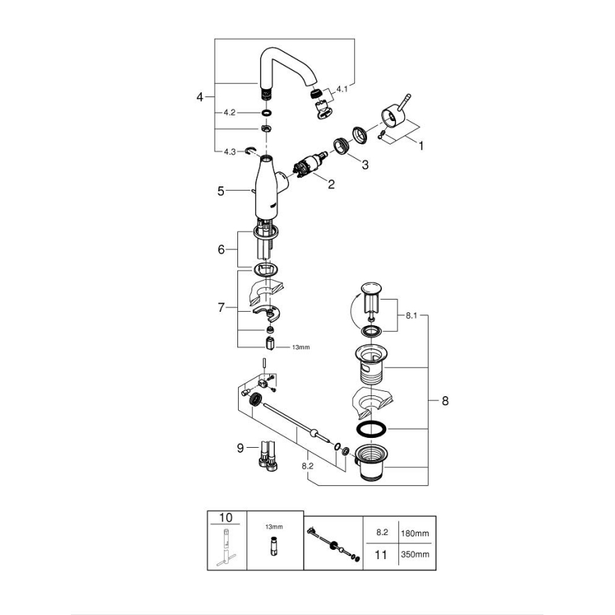 GROHE 32628DL1 - Grifo de lavabo ESSENCE tamaño L, acabado en bronce