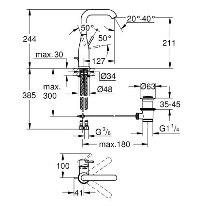 GROHE 32628GL1 - Grifo monomando para lavabo ESSENCE tamaño L dorado