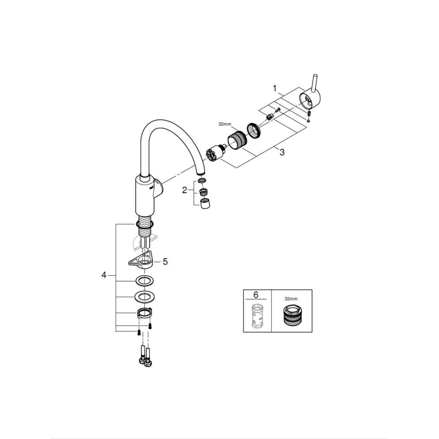 GROHE 32661003 - Grifo de fregadero CONCETTO cromo brillante