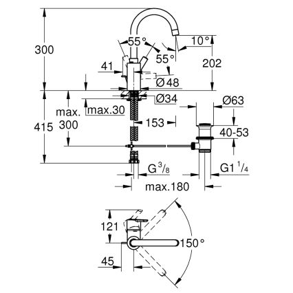 GROHE 32723001 - Grifo de lavabo FEEL, tamaño L, cromo brillante