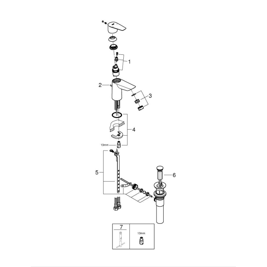 GROHE 32819001 - Grifo de lavabo BAUEDGE 147 mm, cromo brillante