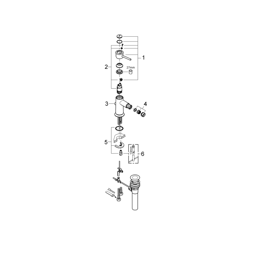 GROHE 32864000 - Grifo para bidé BAUCLASSIC cromado brillante