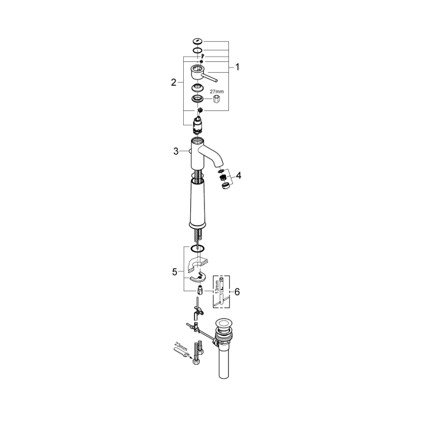 GROHE 32868000 - Grifo de lavabo BAUCLASSIC DN 15 cromo brillante