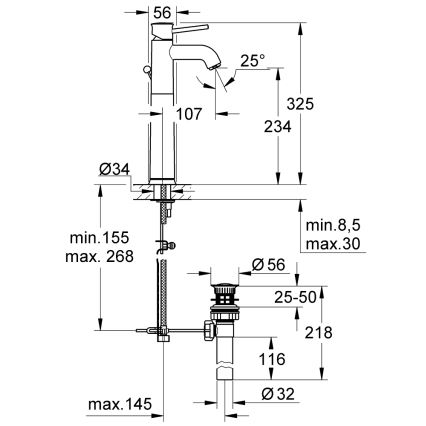 GROHE 32868000 - Grifo de lavabo BAUCLASSIC DN 15 cromo brillante
