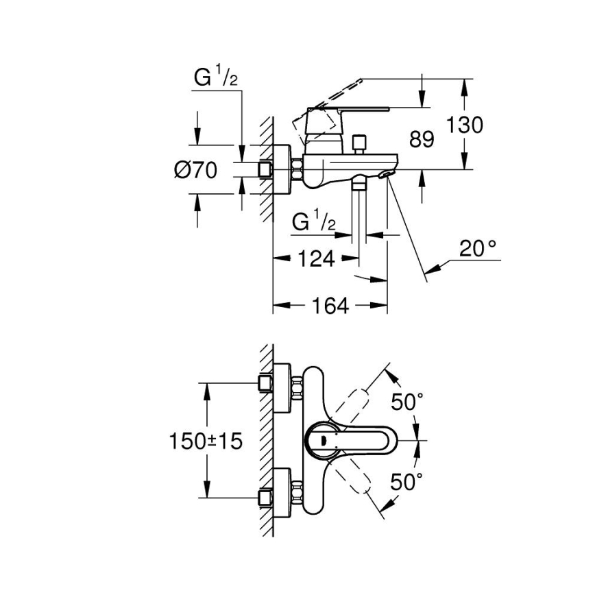 GROHE 32887000 - Grifo de bañera GET DN 15, cromado brillante