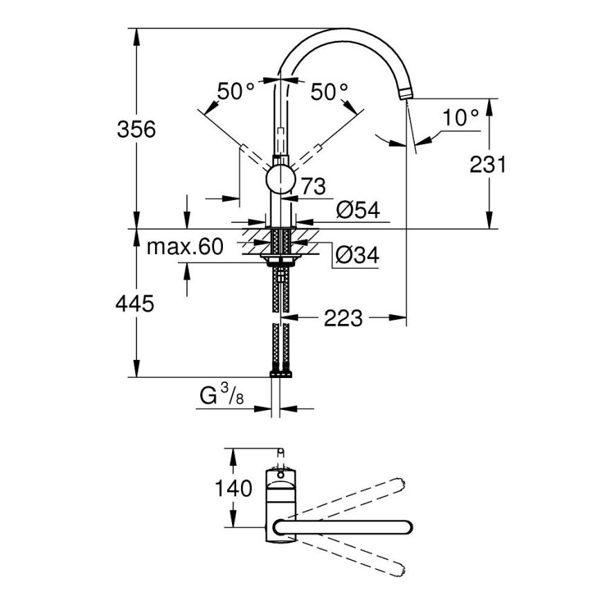 GROHE 32917GN0 - Grifo para fregadero A dorado