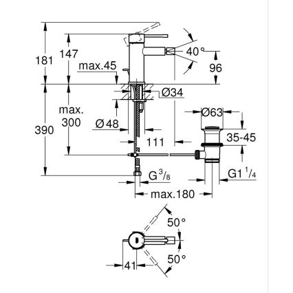 GROHE 32935AL1 - Grifo de bidé ESSENCE tamaño S grafito