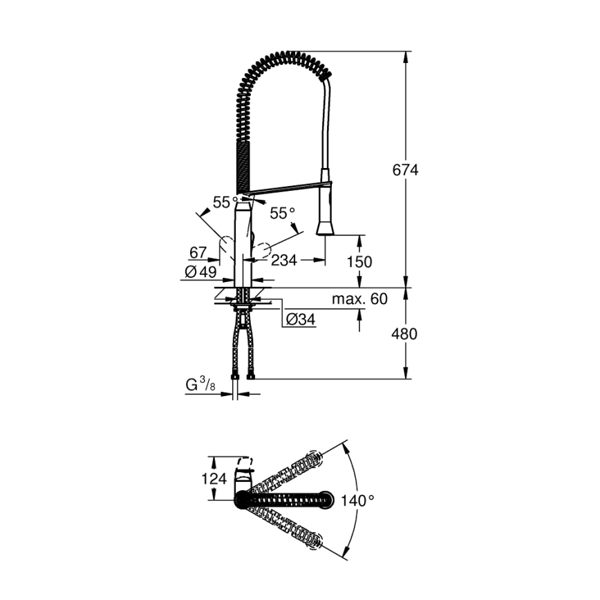 GROHE 32950000 - Grifo para fregadero K7, cromo brillante
