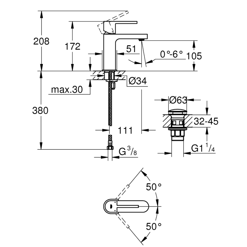 GROHE 33163003 - Grifo de lavabo PLUS 172 mm cromo brillante