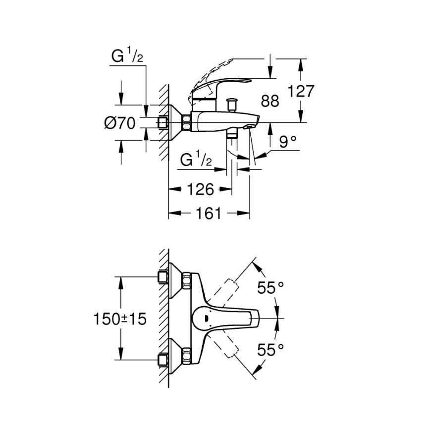 GROHE 33300002 - Grifo para bañera EUROSMART DN 15 cromo brillante