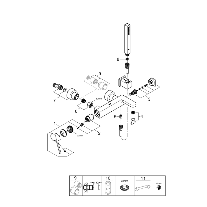 GROHE 33547003 - Mezclador para bañera PLUS en cromo brillante