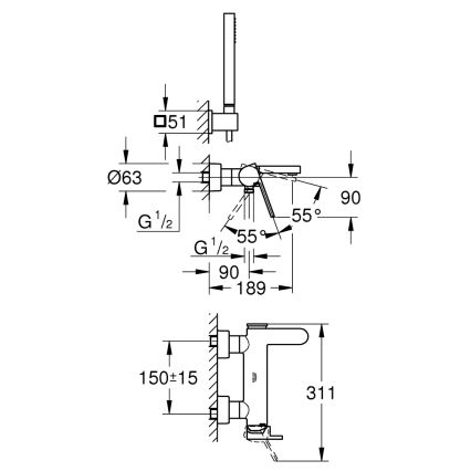 GROHE 33547003 - Mezclador para bañera PLUS en cromo brillante
