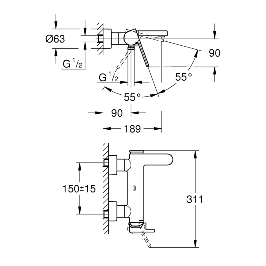 GROHE 33553AL3 - Grifo de bañera PLUS, acabado grafito