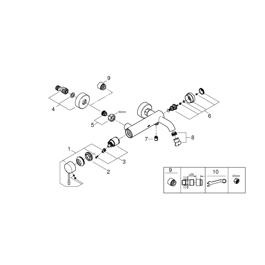 GROHE 33624001 - Grifo de bañera ESSENCE 193 mm cromo brillante