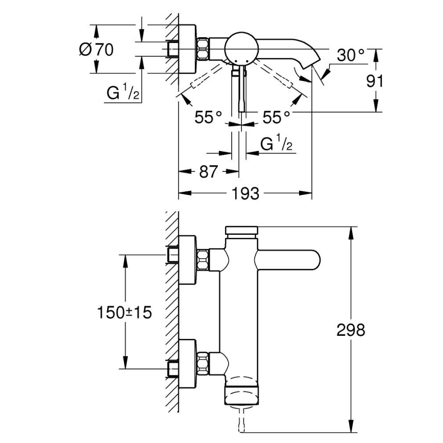 GROHE 33624001 - Grifo de bañera ESSENCE 193 mm cromo brillante