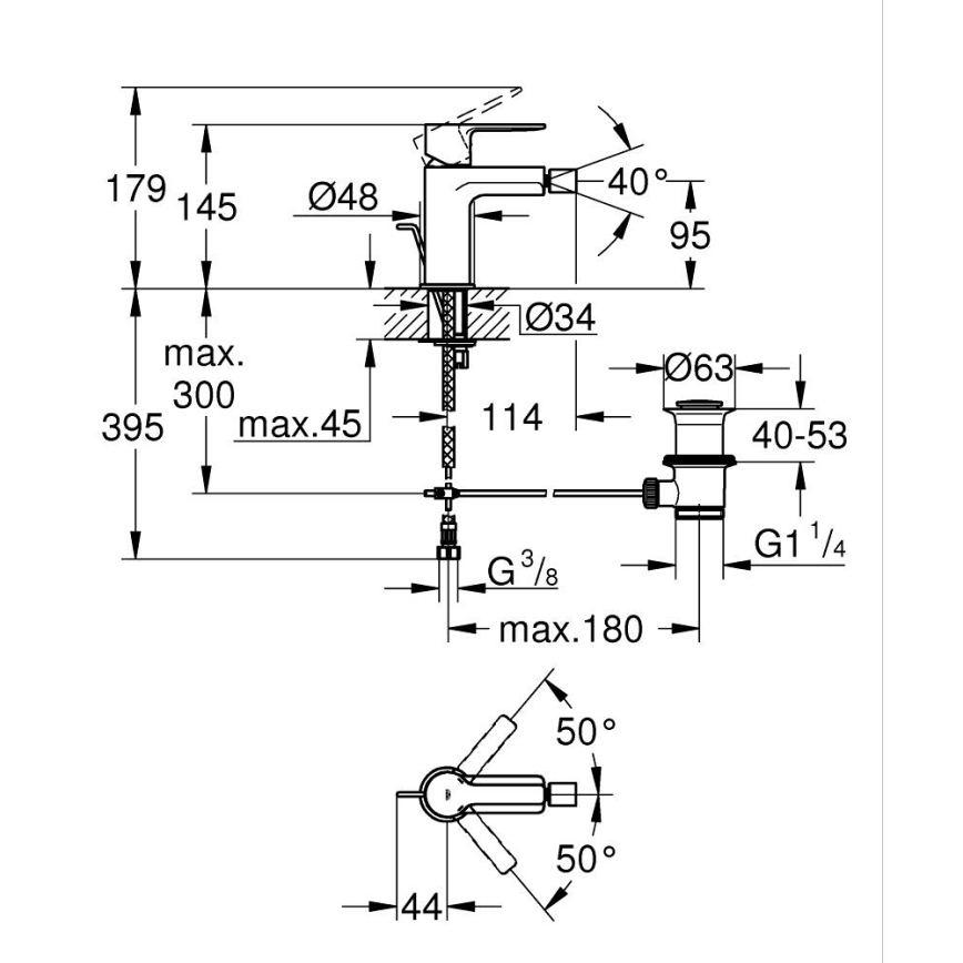 GROHE 33848001 - Grifo para bidé LINEARE DN 15 cromo brillante