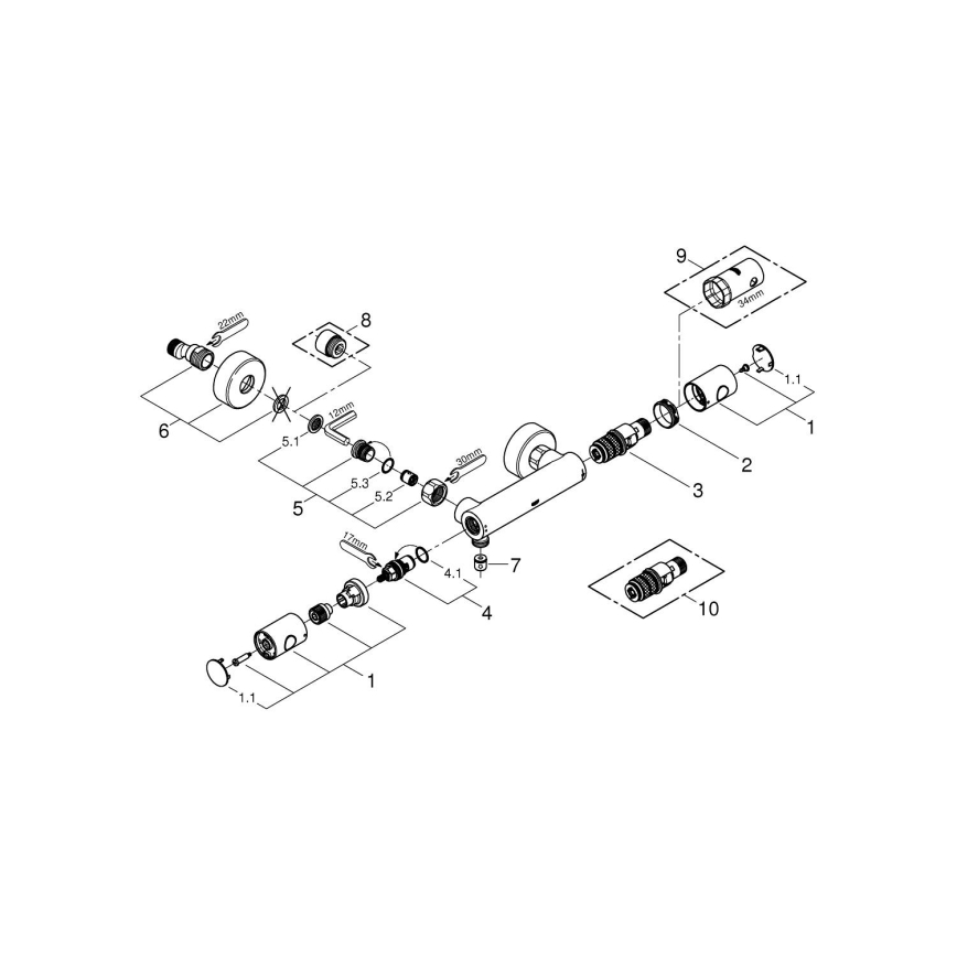 GROHE 34065AL2 - Mezclador termostático para ducha GROHTHERM 1000 COSMOPOLITAN DN 15 grafito