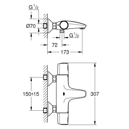 GROHE 34227002 - Grifo termostático para bañera PRECISION TREND DN 15 cromo pulido