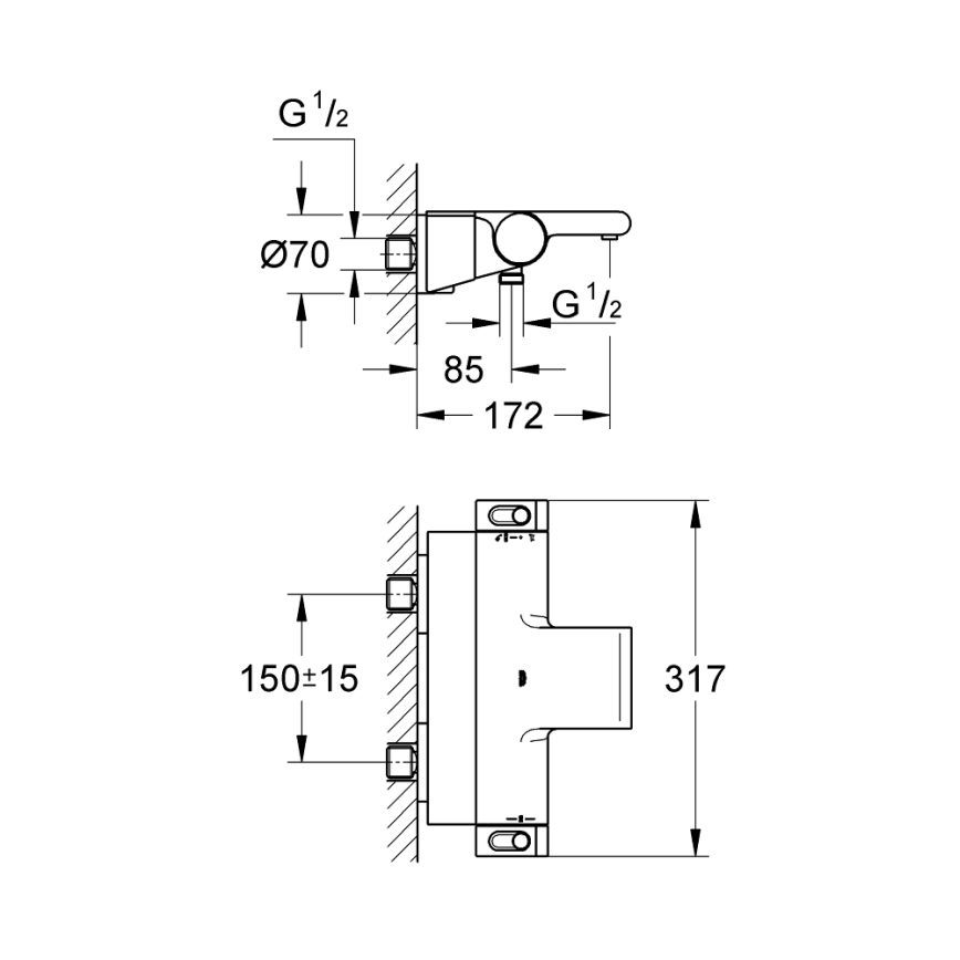 GROHE 34464001 - Grifo termostático de bañera GROHTHERM 2000 DN 15, cromo brillante