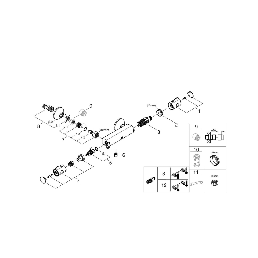 GROHE 34558000 - Grifo termostático para ducha GROHTHERM 800 DN 15, cromo pulido