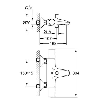 GROHE 345982430 - Grifo termostático para bañera PRECISION START 168 mm negro