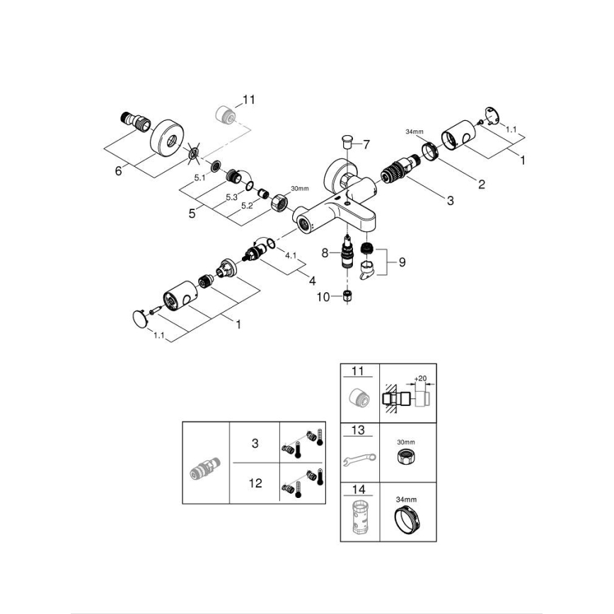 GROHE 34766000 - Grifo termostático para bañera GROHTHERM 800 COSMOPOLITAN DN 15 cromado