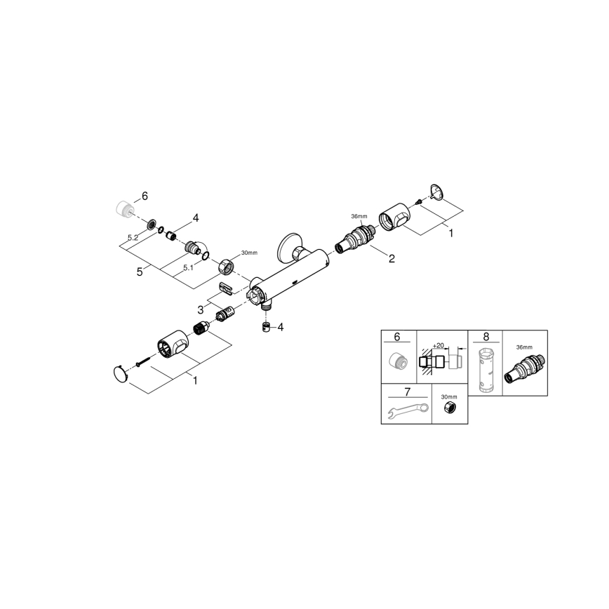 GROHE 34799000 - Mezclador termostático para ducha PRECISION FLOW DN 15 cromo