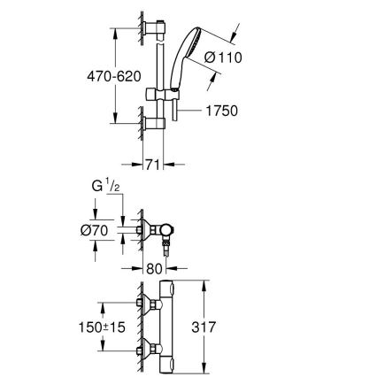 GROHE 34800001 - Grifo termostático de ducha PRECISION FLOW 600 mm cromo