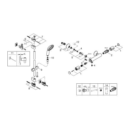GROHE 34800001 - Set de ducha con mezclador termostático PRECISION FLOW 600 mm cromo brillante