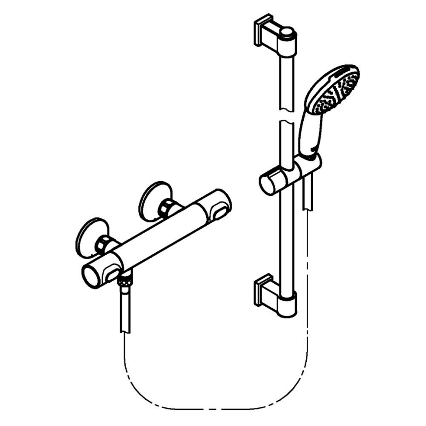 GROHE 34800001 - Set de ducha con mezclador termostático PRECISION FLOW 600 mm cromo brillante