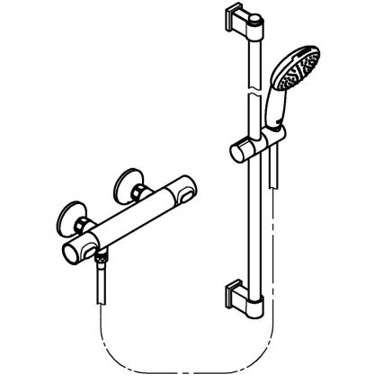 GROHE 34805001 - Juego de ducha con grifo termostático PRECISION FLOW DN 15, acabado cromado brillante