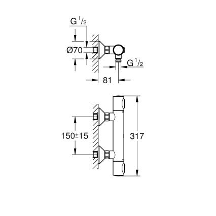 GROHE 34840000 - Mezclador termostático para ducha PRECISION DN 15, cromado brillante