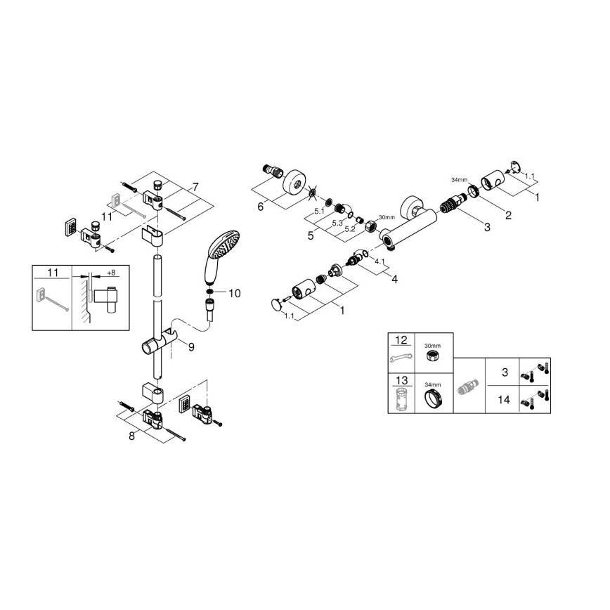 GROHE 34857000 - Mezclador termostático para ducha PRECISION GET 12” cromo brillante