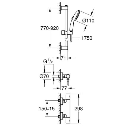 GROHE 34857000 - Mezclador termostático para ducha PRECISION GET 12” cromo brillante