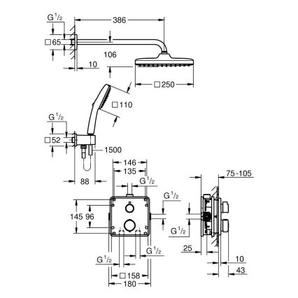 GROHE 348822430 - Juego de ducha PRECISION 250 × 250 mm negro