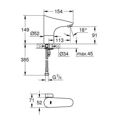 GROHE 36207001 - Grifo electrónico para lavabo EUROPLUS E DN 15 cromo brillante