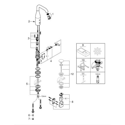 GROHE 36445000 - Grifo electrónico con sensor infrarrojo para lavabo ESSENCE E, cromo brillante