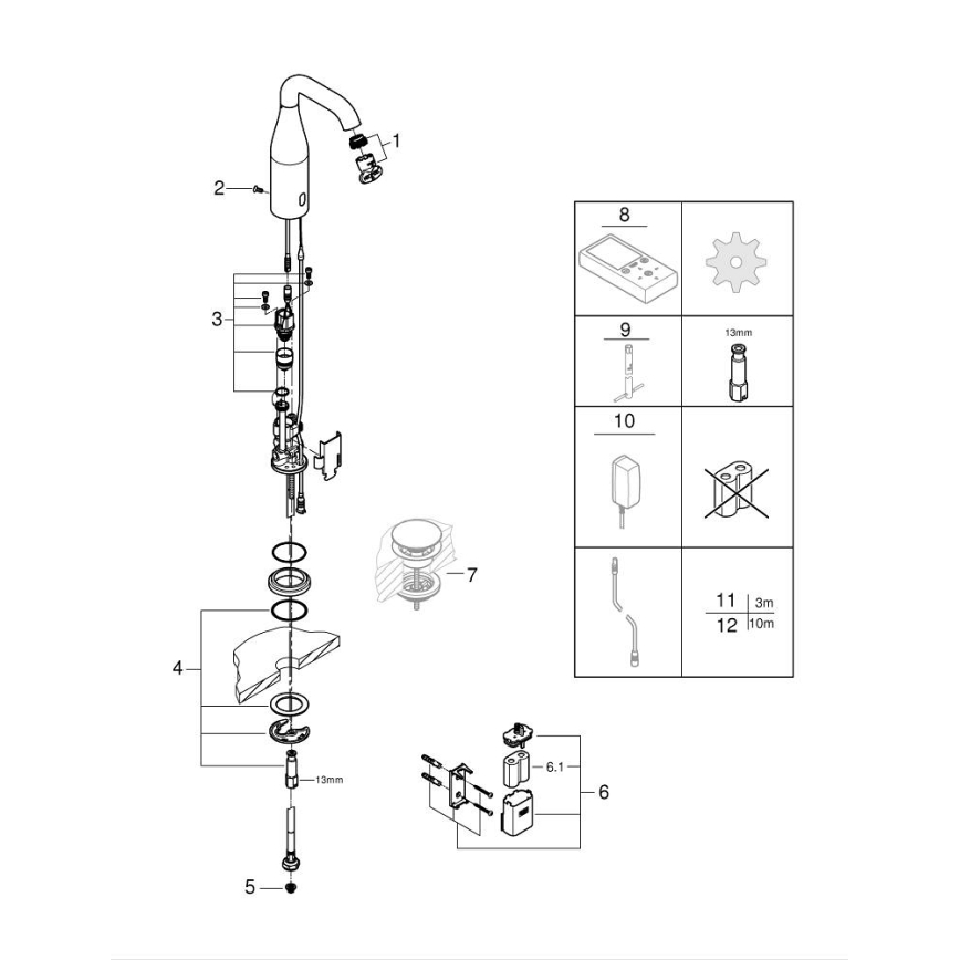 GROHE 36446000 - Grifo electrónico infrarrojo ESSENCE E, acabado cromo brillante