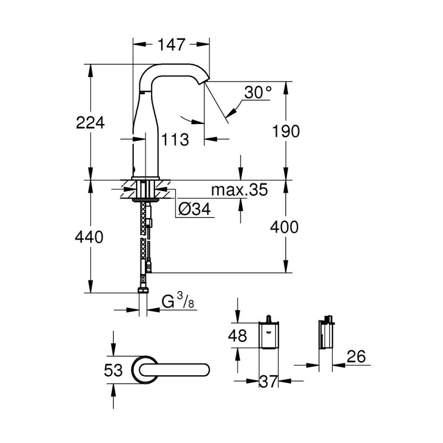 GROHE 36446000 - Grifo electrónico infrarrojo ESSENCE E, acabado cromo brillante