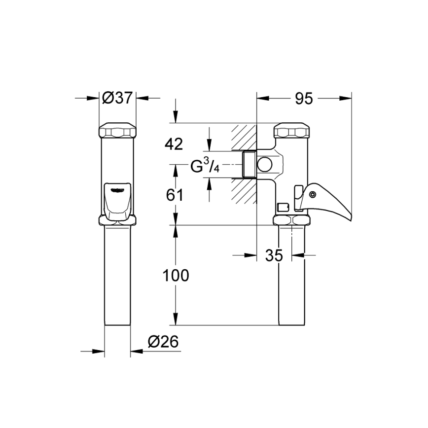 GROHE 37139000 - Válvula de descarga automática DAL 34” en cromo brillante