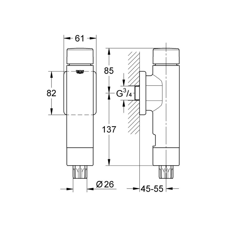 GROHE 37349000 - Válvula de descarga a presión RONDO A.S. 3” cromo brillante