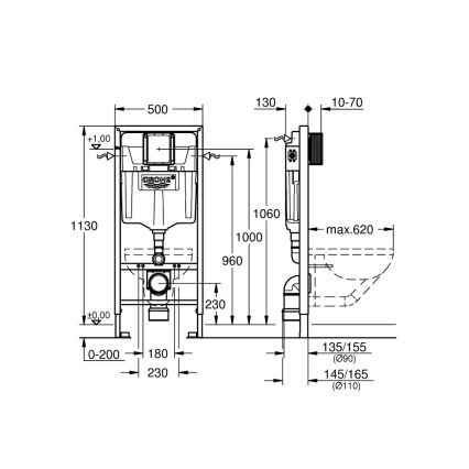 GROHE 38528001 - Módulo para inodoro RAPID SL 1,13 m blanco