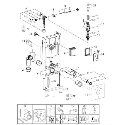 GROHE 388112430 - Juego 3 en 1 para WC SOLIDO 1,13 m cromo mate