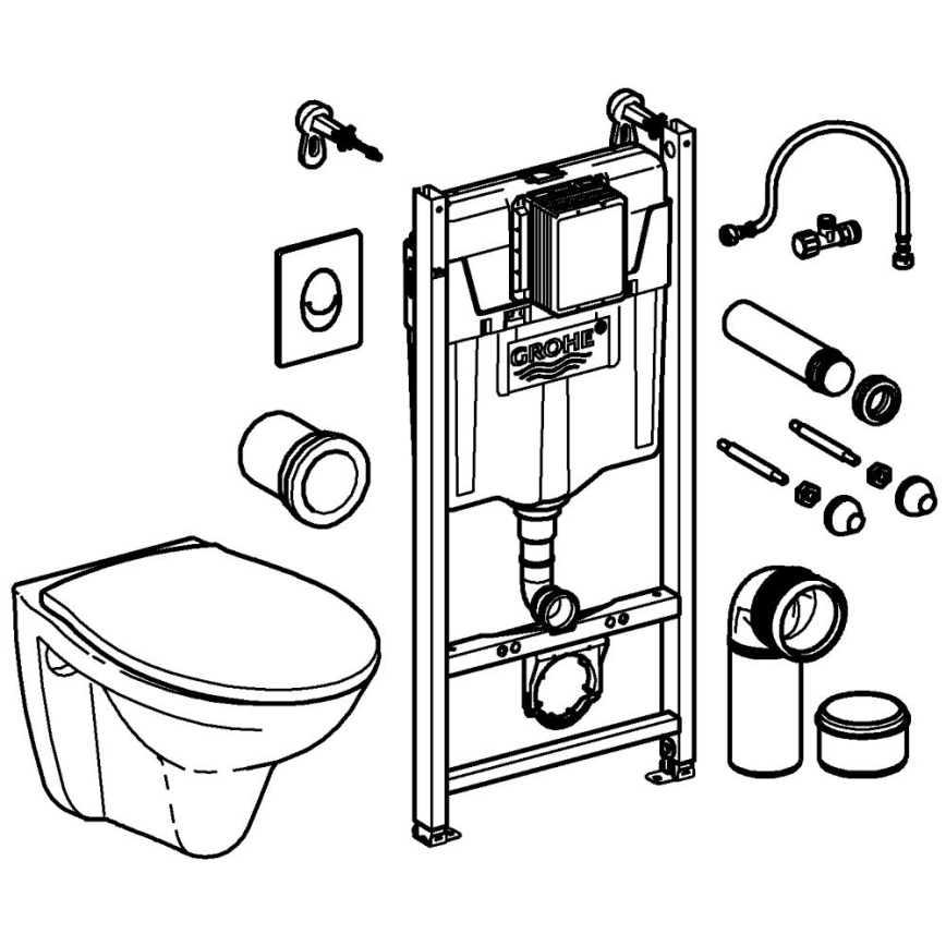 GROHE 39116000 - Juego 4 en 1 con cerámica SOLIDO COMPACT 1,13 m