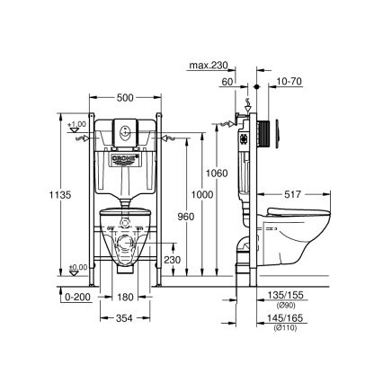 GROHE 39116000 - Juego 4 en 1 con cerámica SOLIDO COMPACT 1,13 m