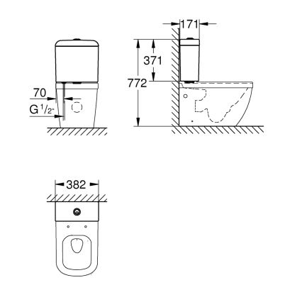 GROHE 39332000 - Cisterna de descarga para inodoro EURO CERAMIC 385 × 170 × 370 mm cerámica/blanco