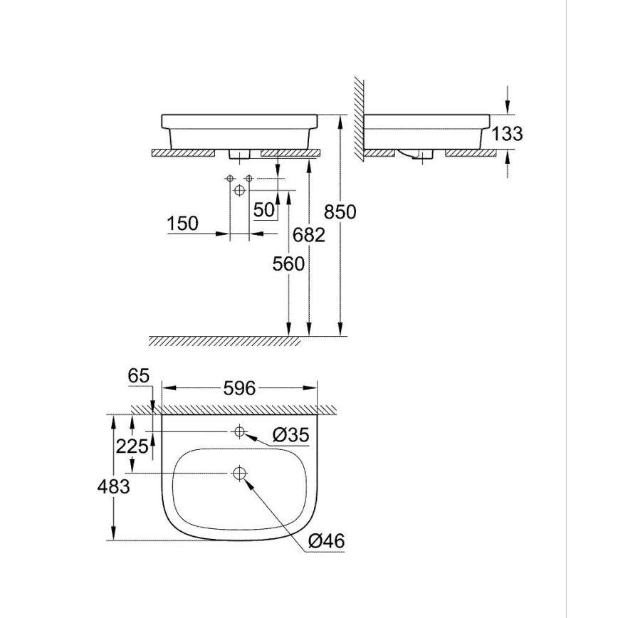 GROHE 39337000 - Lavabo sobre encimera EURO CERAMIC 600 × 480 mm cerámica/blanco