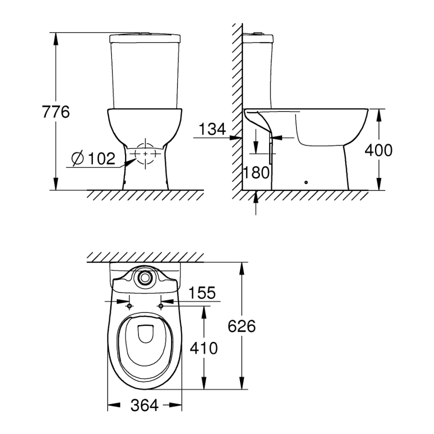 GROHE 39349000 - Lavabo exento BAU CERAMIC 356 × 600 × 400 mm cerámica/blanco